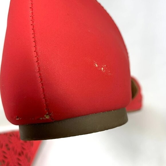 Madden Girl G-ELLY D'Orsay Flats Pointed Toe Red Perforated Vegan Leather Sz 11 - Picture 8 of 10